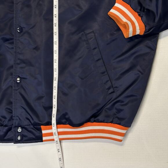 Vintage Denver Broncos Jacket Mens 3XL NFL Satin Bomber Reebok Blue Orange Snap - Picture 14 of 16